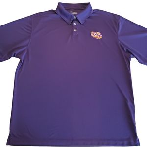 Champion Men's LSU Tigers Polo Shirt Purple Embroidered Dri Fit NCAA XL